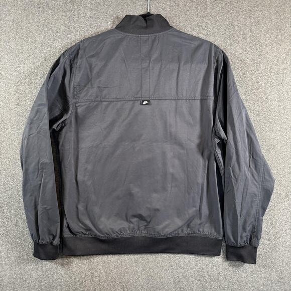 Nike Bomber Jacket Mens Medium Black Zip Woven Unlined Coat Essentials - Picture 11 of 11